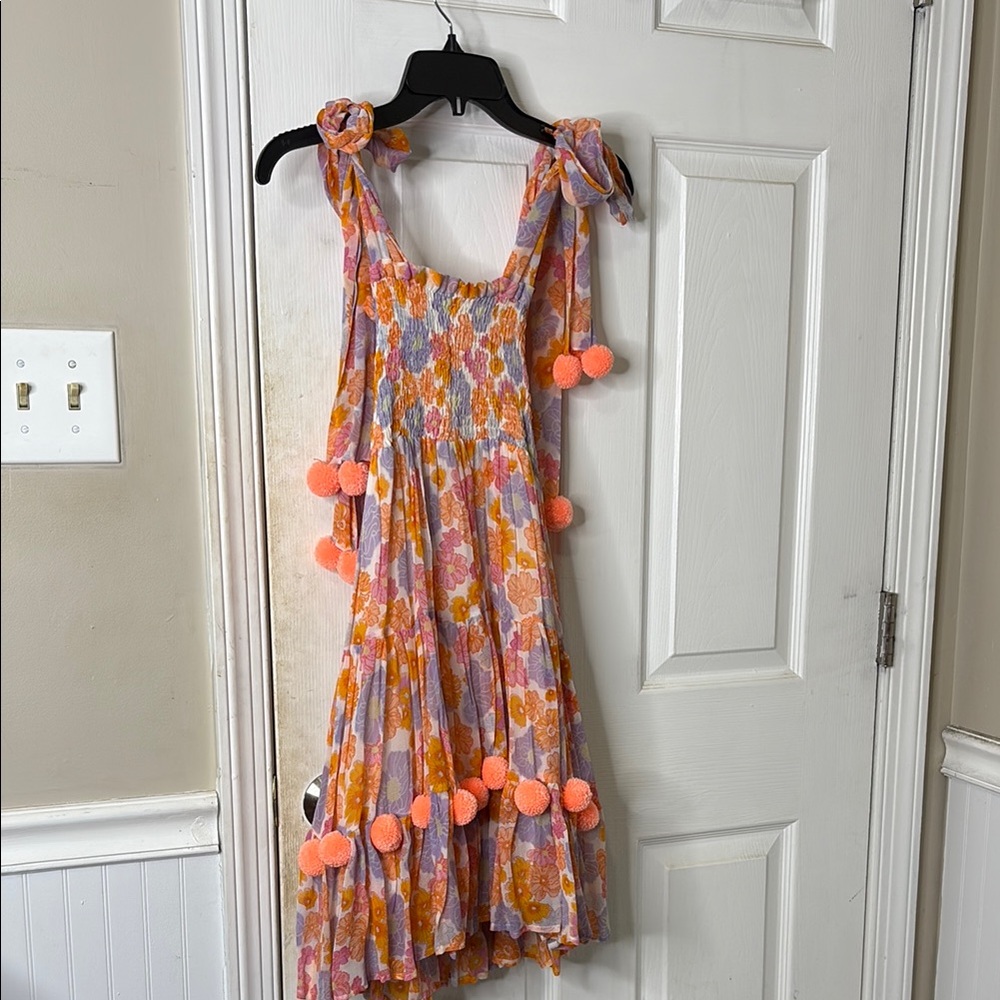 NWOT Orange and Pink Tiered Ruffled Sundress